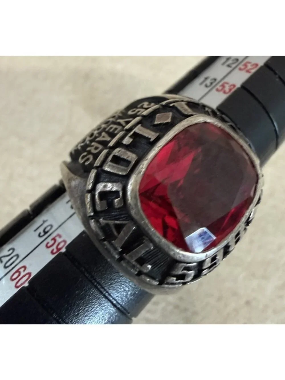Local 598 UAW Ring Sterling Silver Genuine Stone 25 Years Of Service Size 8